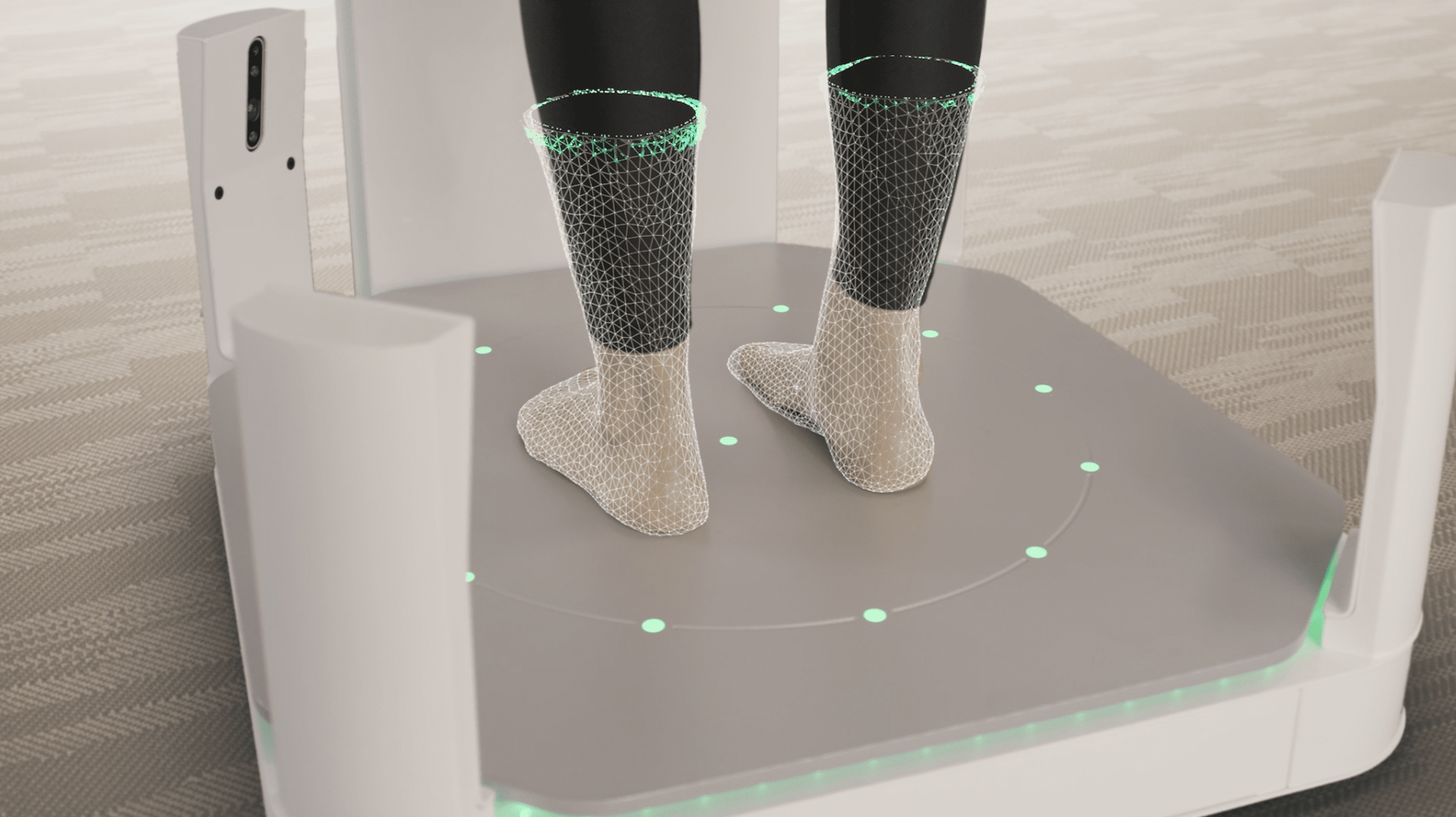 3D skeniranje stopala na skenerju pred izdelavo vložkov po meri